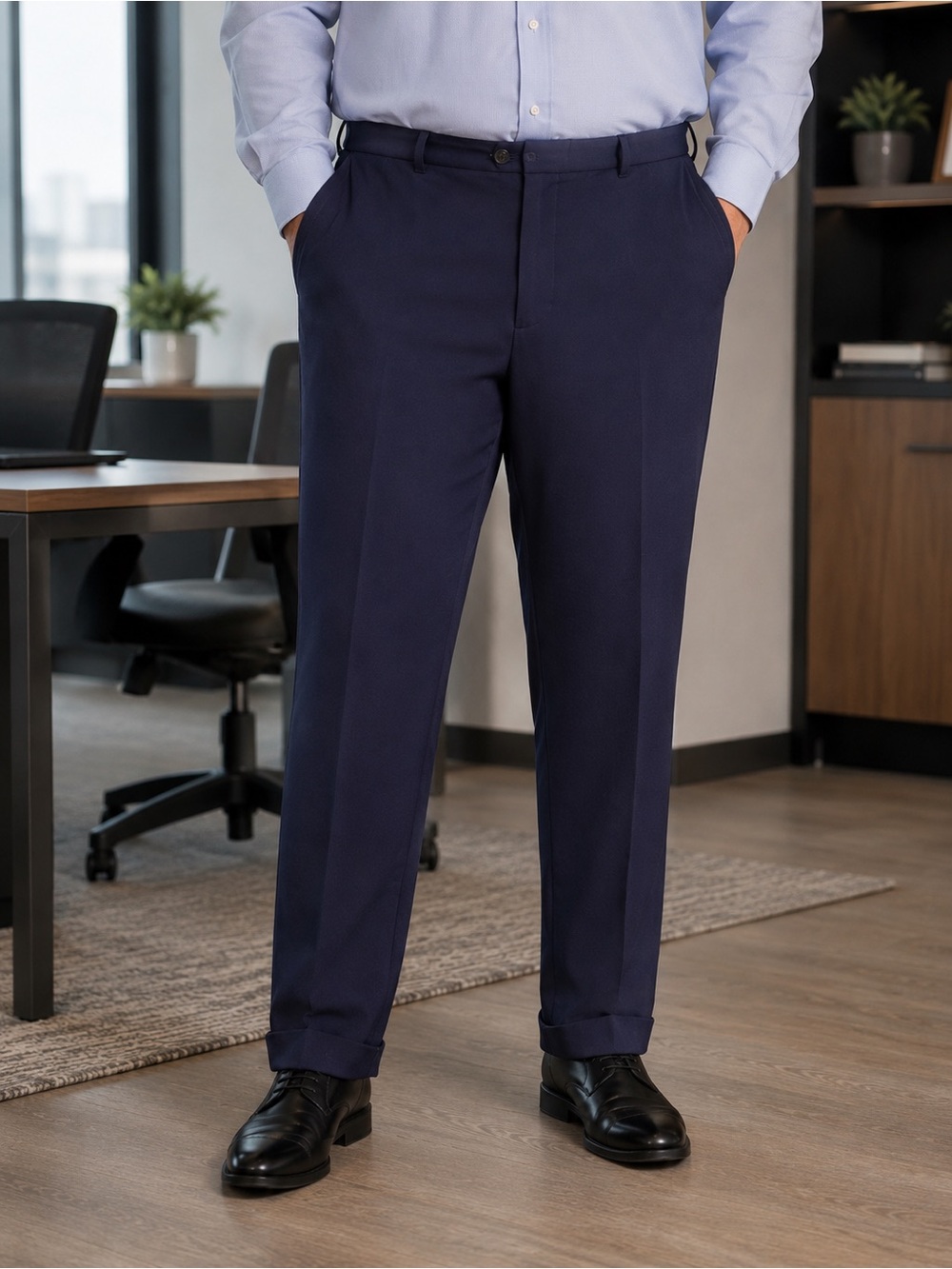 GS Men's Navy Dress Pants - Classic Tailored Fit